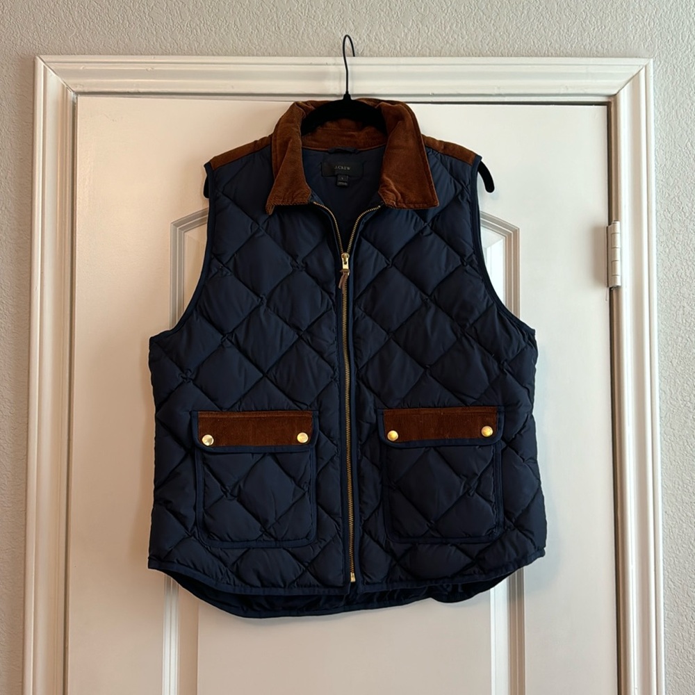 J Crew Corduroy Trim Puffer Vest